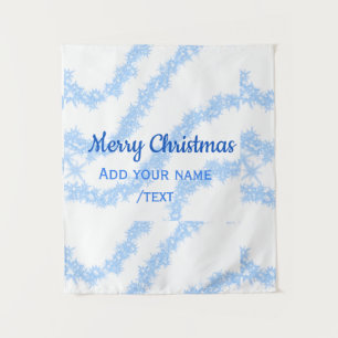 Blaue Weihnachtslieder mit glänzenden Glitzer trag Wandteppich
