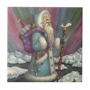 BLAUE WEIHNACHTSMAN, NÖRDLICHE LICHTER & PINGUINE FLIESE