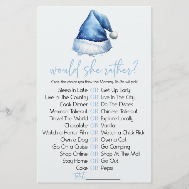 Blaue Weihnachtsmannmütze würde sie eher ein Baby  Briefpapier (Vorderseite)