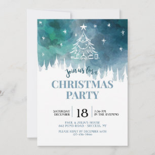 Blaue Weihnachtsparty-Einladung Einladung