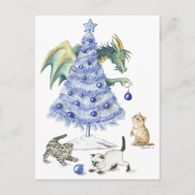 Blaue Weihnachtspostkarte Ankündigungspostkarte (Vorderseite)