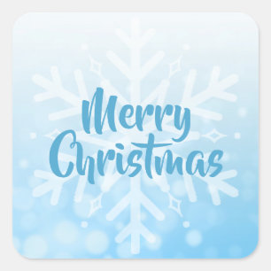 Blaue Weihnachtsschneeflocke Quadratischer Aufkleber