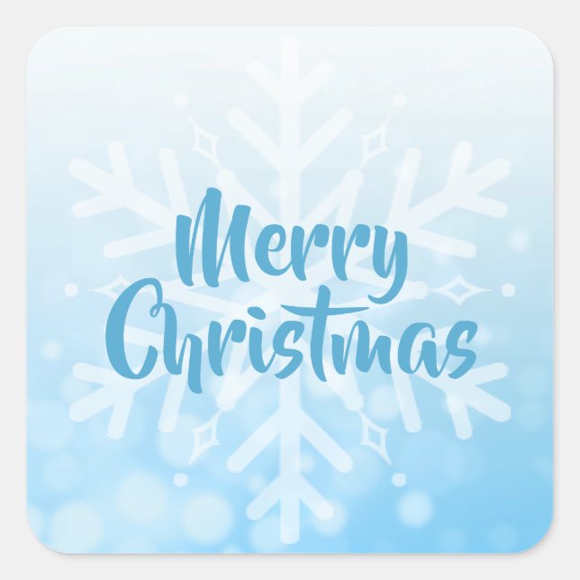 Blaue Weihnachtsschneeflocke Quadratischer Aufkleber (Vorderseite)