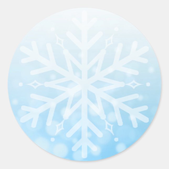 Blaue Weihnachtsschneeflocke Runder Aufkleber (Vorderseite)