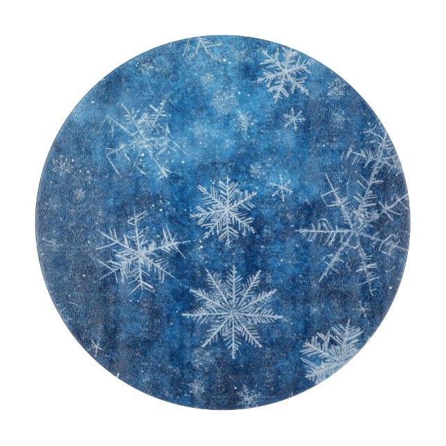 Blaue Weihnachtsschneeflocke Schneidebrett (Vorderseite)