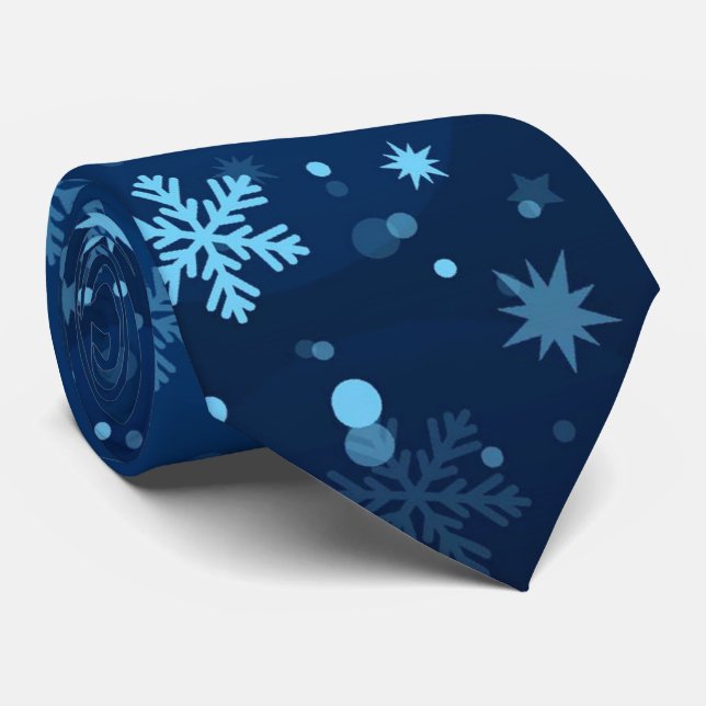 Blaue Weihnachtsschneeflockemuster Krawatte (Gerollt)