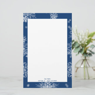 Blaue Weihnachtsschneeflocken Personalisiert Briefpapier