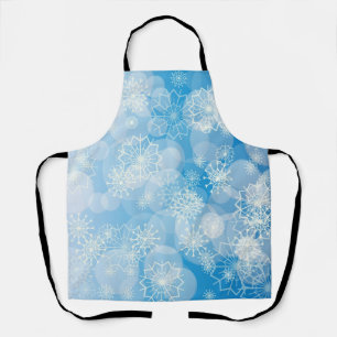 Blaue Weihnachtsschneeflocken Schürze