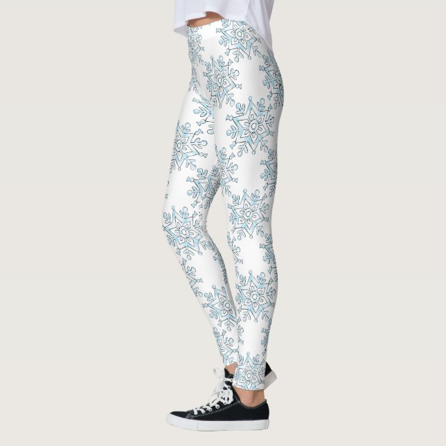 Blaue Weihnachtsschneeflocken, Winter Blizzard Pat Leggings (Links)