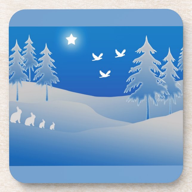 Blaue Weihnachtsszene Untersetzer (Vorderseite)