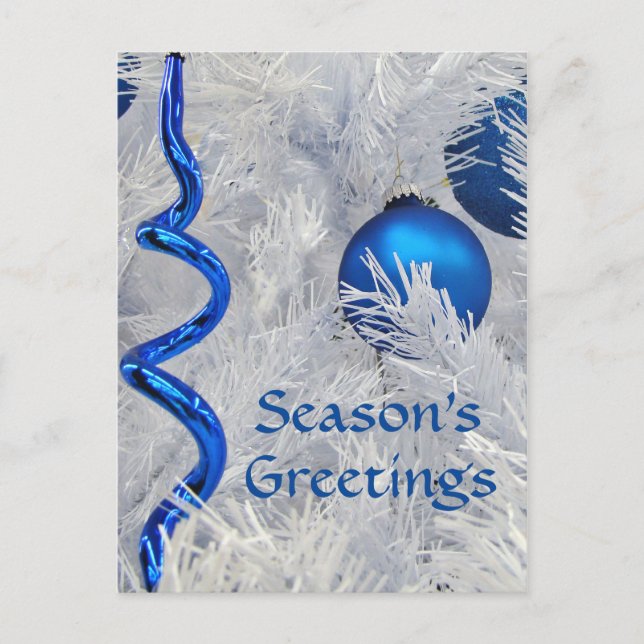 Blaue Weihnachtsverzierungen cutomize Feiertagspostkarte (Vorderseite)