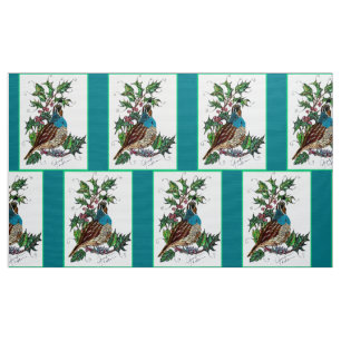 Blaue Weihnachtswachtel Stoff