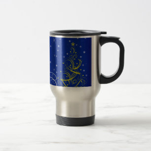 Blaue Weihnachtszeit Reisebecher