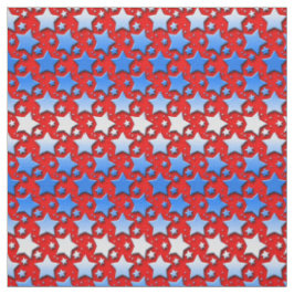 Blaue Weiß-Sterne auf Rot Stoff