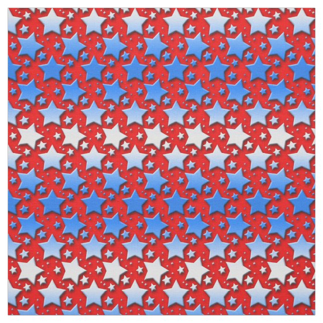 Blaue Weiß-Sterne auf Rot Stoff (Muster)