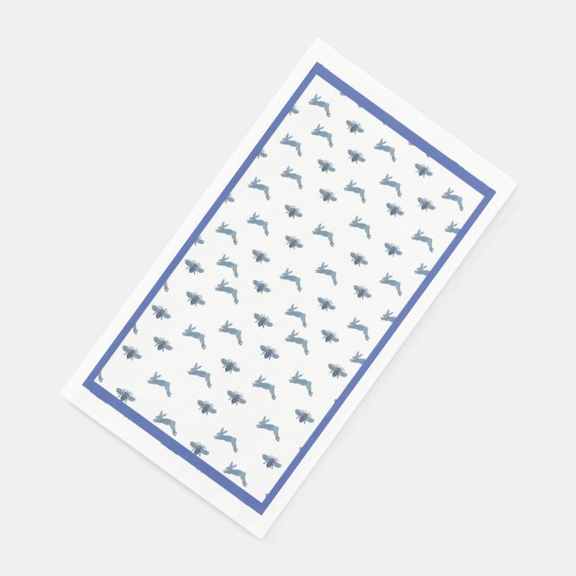 Blaue Weißblütenbiene Serviette (Ecke)
