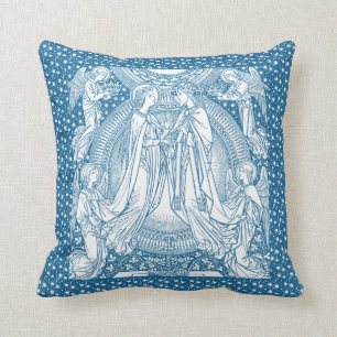 Blaue weiße Annahme von Mary Jesus Religious Kissen