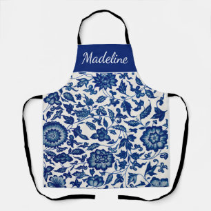 Blaue weiße Aquarell-Wildblume mit individuellem N Schürze