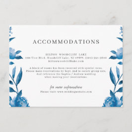 Blaue, weiße Aquarellwoche Hochzeitsunterkunft mit Begleitkarte
