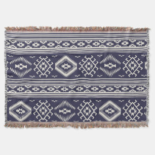 Blaue weiße aztekische Muster-Wurfsdecke Decke