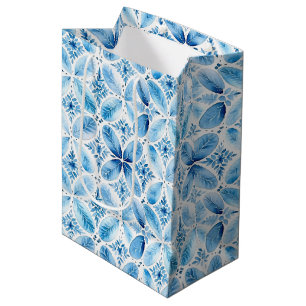 Blaue weiße Batik-Blumen-Brautparty Mittlere Geschenktüte