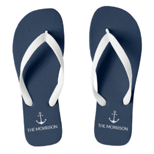 Blaue weiße Bezeichnung des nautischen Ankerschiff Flip Flops