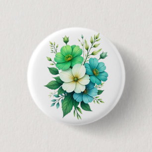 Blaue Weiße Blumen Bouquet-57453 Button