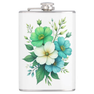 Blaue Weiße Blumen Bouquet-57453 Flachmann