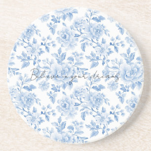 Blaue Weiße Blumen Getränkeuntersetzer