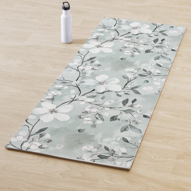 Blaue Weiße Blumen  Yogamatte (Beispiel)