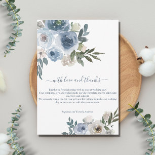 Blaue Weiße Blumengrün-Wasserfarben-Hochzeit  Dankeskarte