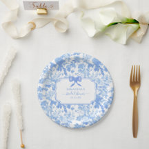 Blaue Weiße Blumenrosen Chinoiserie Brautdusche 