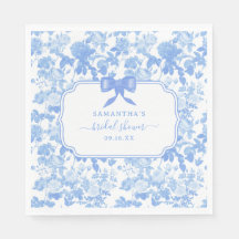 Blaue Weiße Blumenrosen Chinoiserie Brautdusche 