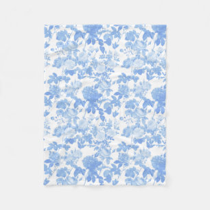 Blaue weiße Blumenrosen französisches Chinoiserie- Fleecedecke
