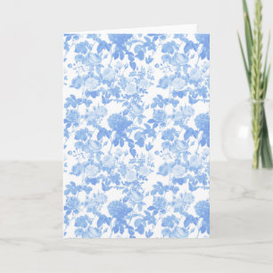 Blaue Weiße Blumenrosen Französisches Chinoiserie- Karte