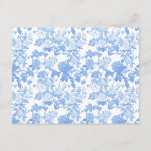 Blaue weiße Blumenrosen französisches Chinoiserie- Postkarte