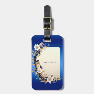 Blaue weiße Blumenverzierung Gepäckanhänger