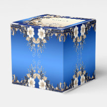 Blaue weiße Blumenverzierung Geschenkbox