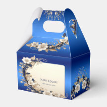 Blaue weiße Blumenverzierung Geschenkbox