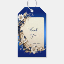 Blaue Weiße Blumenverzierung Geschenkkarte Geschenkanhänger