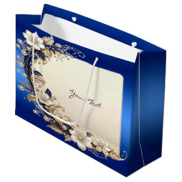 Blaue weiße Blumenverzierung Geschenktasche Große Geschenktüte