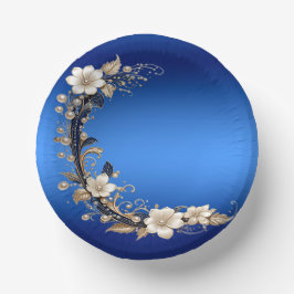 Blaue Weiße Blumenverzierung Papier Schalen Pappteller