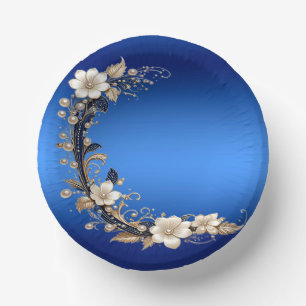 Blaue Weiße Blumenverzierung Papier Schalen Pappteller