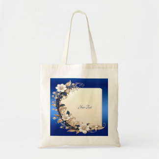 Blaue Weiße Blumenverzierung Tote Bag Tragetasche