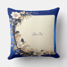 Blaue weiße Blumenverzierung Wurfkissen Kissen