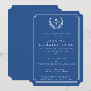 Blaue/Weiße diplomierte Krankenschwester Asclepius Einladung