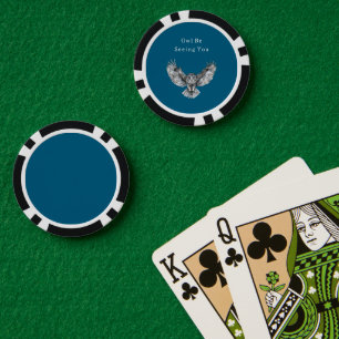 Blaue Weiße Eule   Pokerchips