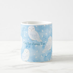 Blaue Weiße Eulen Kaffeetasse