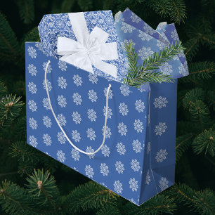 Blaue weiße Ferien-Chinoiserie-Schneeflocke Große Geschenktüte