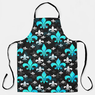 Blaue weiße Fleur de Lis Schürze